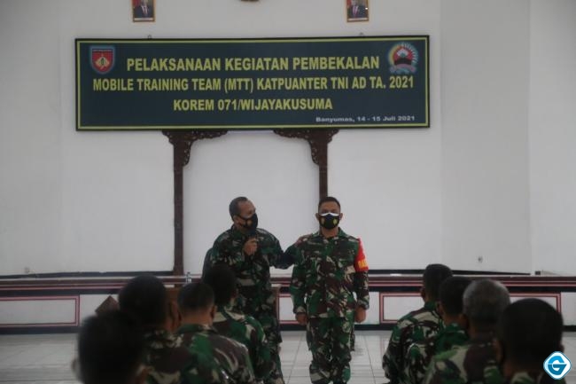 Korem 071/Wijayakusuma Gelar Pembekalan MTT Katpuanter TNI AD TA. 2021
